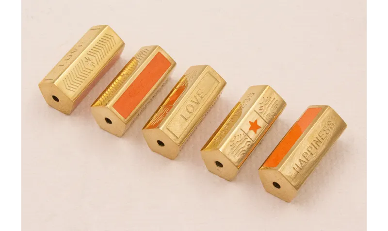 Tubo hexagonal Acero Inox 316L 16*7mm Coral y Oro