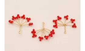 Cuenta Ramillete 6 pétalos 20*15mm Rojo / Cuentas Metálicas de Latón / Zamak