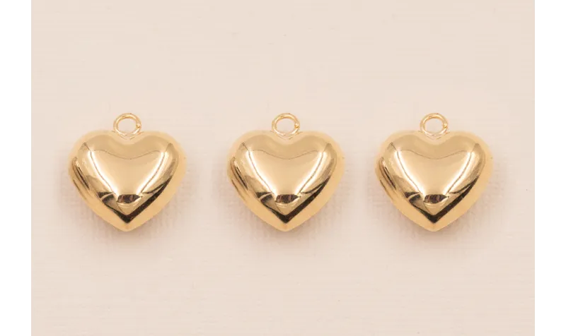 Colgante Corazón 20*18mm Oro / Cuentas Metálicas de Latón / Zamak