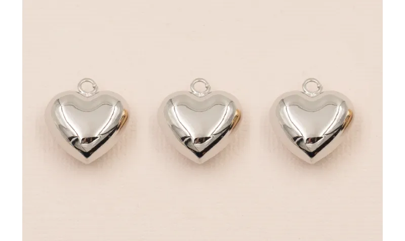 Colgante Corazón 20*18mm Plata / Cuentas Metálicas de Latón / Zamak