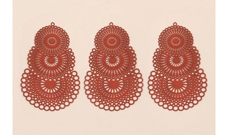 Colgante 3 discos labrados lámina 55*35mm  Teja / Cuentas Metálicas de Latón / Zamak