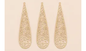 Colgante péndulo labrado lámina 64*16mm Beige / Cuentas Metálicas de Latón / Zamak