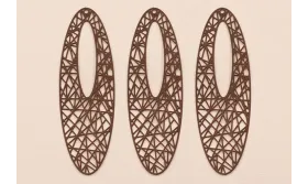 Golgante Ovalo grande labrado 70*20mm Color Marrón / Cuentas Metálicas de Latón / Zamak