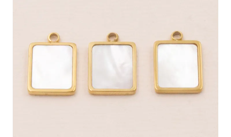 Colgante S.Steel 316L 12*9mm con Nacar / Cuentas Metálicas de Acero Inoxidable