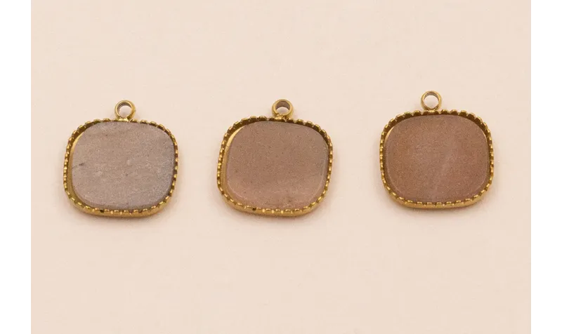 Colgante S.Steel 316L cuadrado 10*10 Piedra Topaz / Cuentas Metálicas de Acero Inoxidable