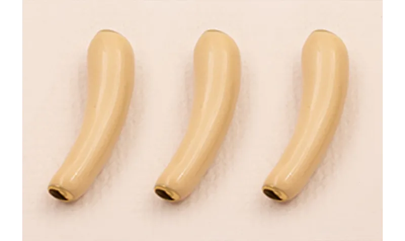 Tubo curvado S.Steel 316L Esmalte Crema 21*5mm / Cuentas Metálicas de Acero Inoxidable