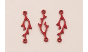 Colgante Coral 2 anillas Rojo 27*7mm / Cuentas Metálicas de Latón / Zamak