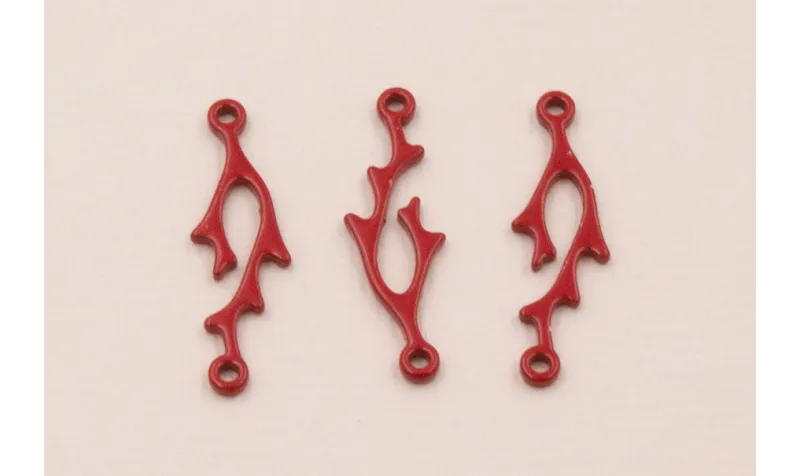 Colgante Coral 2 anillas Rojo 27*7mm