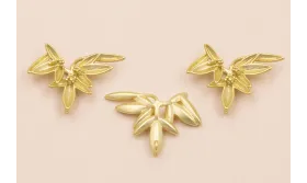 Colgante Hojas 25*17mm Oro Mate / Cuentas Metálicas de Latón / Zamak