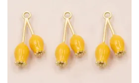 Colgante pareja de Tulipanes 25*13mm Color Mostaza / Cuentas Metálicas de Latón / Zamak