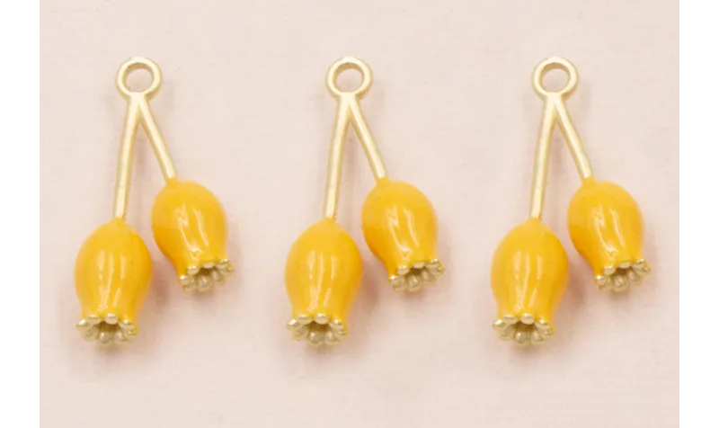 Colgante pareja de Tulipanes 25*13mm Color Mostaza