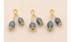 Colgante pareja de Tulipanes 25*13mm Color Gris / Cuentas Metálicas de Latón / Zamak