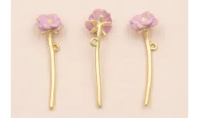 Colgante Flor 26*7 Color Rosa / Cuentas Metálicas de Latón / Zamak