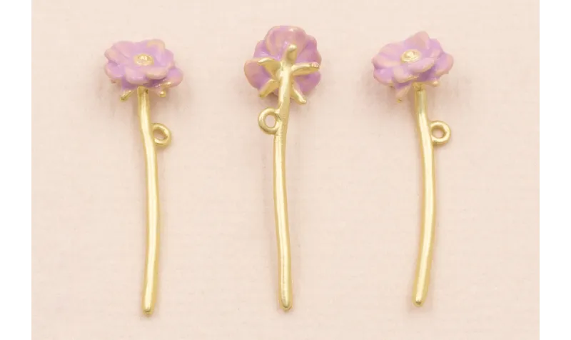 Colgante Flor 26*7 Color Rosa / Cuentas Metálicas de Latón / Zamak
