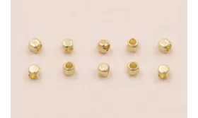 Micropieza Cubo 1*1mm Oro / Cuentas Metálicas de Latón / Zamak