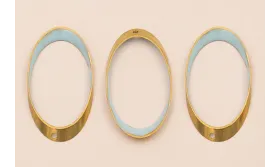 Ovalo Biselado 40*22 Esmalte Azul / Cuentas Metálicas de Latón / Zamak