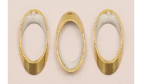 Ovalo Biselado 25*10 Esmalte beige / Cuentas Metálicas de Latón / Zamak