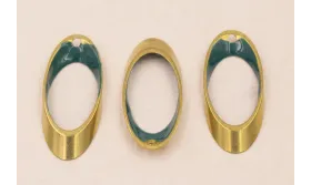 Ovalo Biselado 25*10 Esmalte Azul Petroleo / Cuentas Metálicas de Latón / Zamak