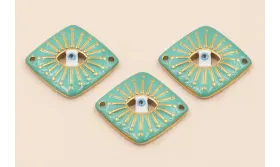 Rombo Acero Inox. ojo Turco 18*16mm Turquesa / Cuentas Metálicas de Acero Inoxidable