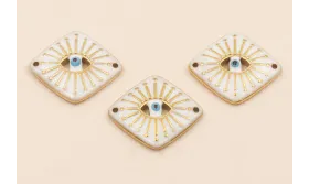 Rombo Acero Inox ojo Turco 18*16mm Blanco / Cuentas Metálicas de Acero Inoxidable