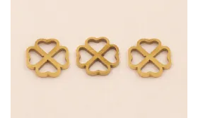 Trevol 4 hojas Acero Inox. 9*9mm Oro / Cuentas Metálicas de Acero Inoxidable