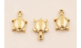 Colgante Tortuga Acero Inox. 15*10mm Oro / Cuentas Metálicas de Acero Inoxidable