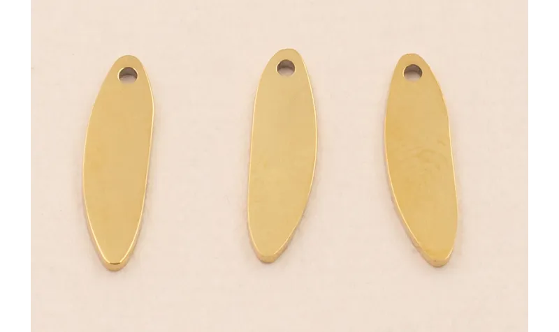 Colgante Gota Acero Inox. 15*4mm Oro / Cuentas Metálicas de Acero Inoxidable