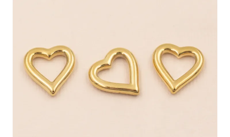 Colgante Corazón Acero Inox. 15*15mm Oro / Cuentas Metálicas de Acero Inoxidable