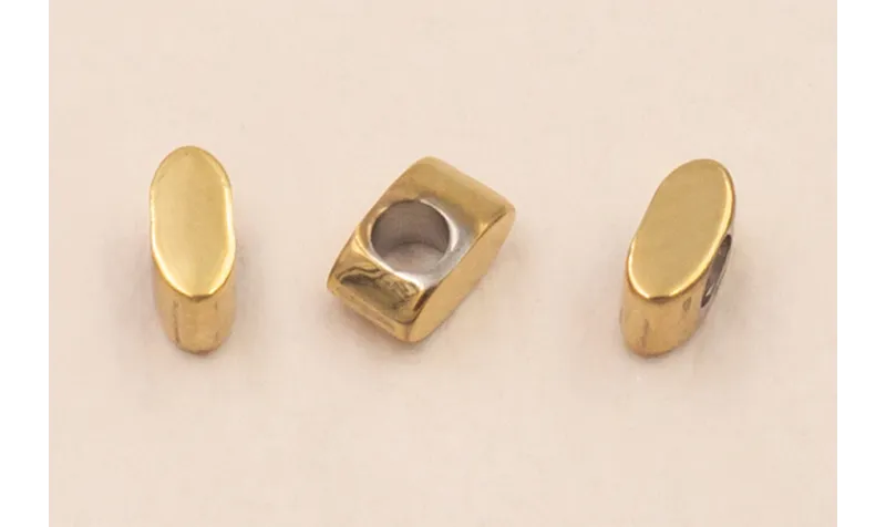 Entrepieza Acero Inox. Ovalo 4*2mm Oro / Cuentas Metálicas de Acero Inoxidable