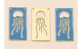 Rectangulo Calado Medusa 30*15mm Azul / Cuentas Metálicas de Latón / Zamak