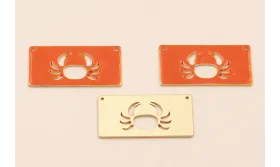 Rectangulo Calado Cangrejo 30*15mm  Coral / Cuentas Metálicas de Latón / Zamak