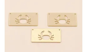 Rectangulo Calado Cangrejo 30*15mm  Beige / Cuentas Metálicas de Latón / Zamak