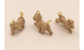 Colgante Perro Caniche 15*10mm Marrón / Cuentas Metálicas de Latón / Zamak