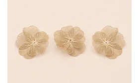 Flor 35mm 6 pétalos moldeables Beige / Cuentas Metálicas de Latón / Zamak