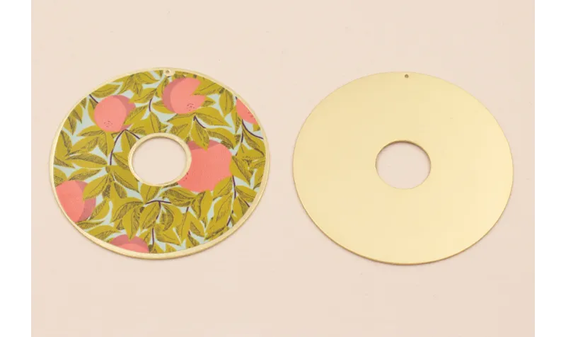 Disco 60mm  Oro Mate Hojas verdes y Flores rosas