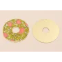 Disco 60mm  Oro Mate Hojas verdes y Flores rosas / Cuentas Metálicas de Latón / Zamak