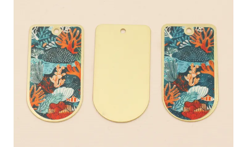 Pieza 50*25 Oro mate Mar y Corales / Cuentas Metálicas de Latón / Zamak