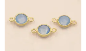 Entrepieza de 12*7 con Cristal Azul de 5mm O.Mate / Cuentas Metálicas de Latón / Zamak