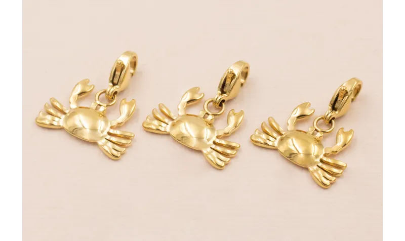 Colgante Cangrejo Acero Inox 316L 16*12mm Oro / Cuentas Metálicas de Acero Inoxidable