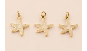 Colgante estrella Mar Acero 316L 9*9mm Color Crema / Cuentas Metálicas de Acero Inoxidable