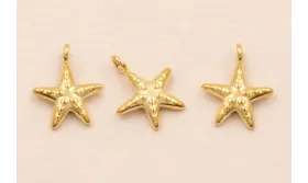 Colgante Estrella de Mar Acero 316L 10*10mm Oro / Cuentas Metálicas de Acero Inoxidable