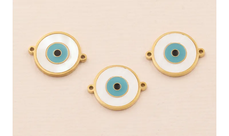 Entrepieza Ojo Turco Acero 316L 12*12mm esmaltado / Cuentas Metálicas de Acero Inoxidable