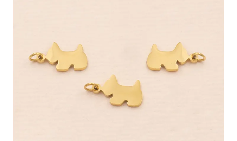 Colgante Perro Golden Terrier Acero 316L 10*7 Oro / Cuentas Metálicas de Acero Inoxidable