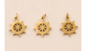 Timón de Acero  Inox 316L 7*7mm Oro / Cuentas Metálicas de Acero Inoxidable