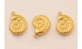 Concha Acero Inox 316L 10*10mm Oro / Cuentas Metálicas de Acero Inoxidable