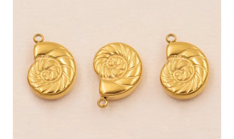 Concha Acero Inox 316L 10*10mm Oro / Cuentas Metálicas de Acero Inoxidable