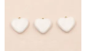 Colgante Acero 316L Corazón esmalte 15*13mm Blanco / Cuentas Metálicas de Acero Inoxidable