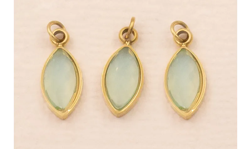 Colgante Acero Inox 316L Cristal Turquesa 10*5mm / Cuentas Metálicas de Acero Inoxidable