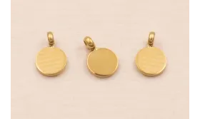 Colgante Chapita de 3mm Acero 316L inox. Oro / Cuentas Metálicas de Acero Inoxidable