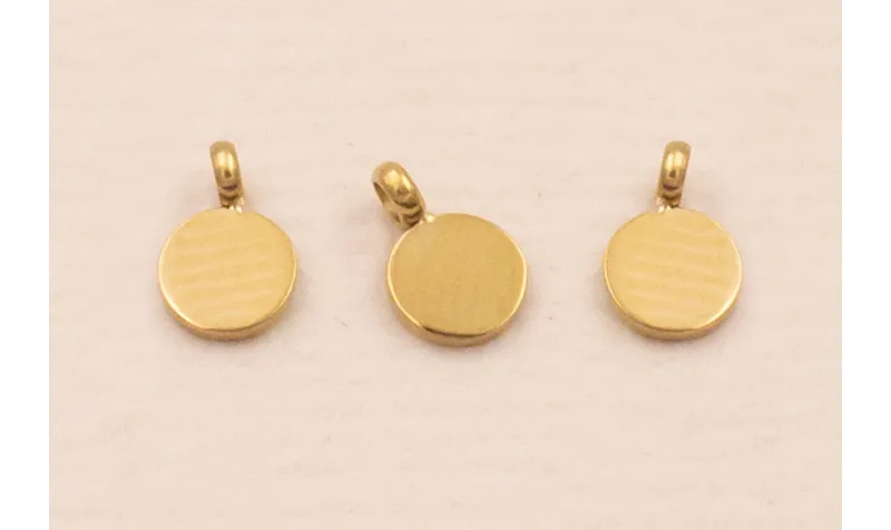 Colgante Chapita de 3mm Acero 316L inox. Oro / Cuentas Metálicas de Acero Inoxidable